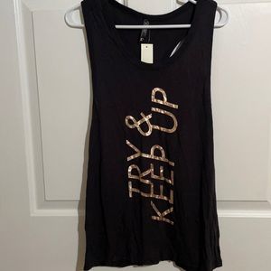 NWT LD Aeropostale Women’s Black Try & Keep Up Racerback Sleeveless Active Top
